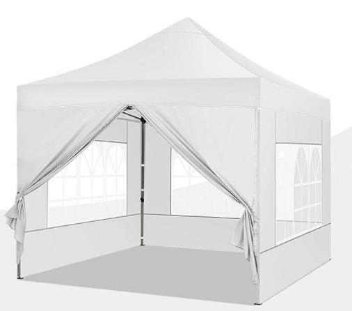 white party tent with removable sides